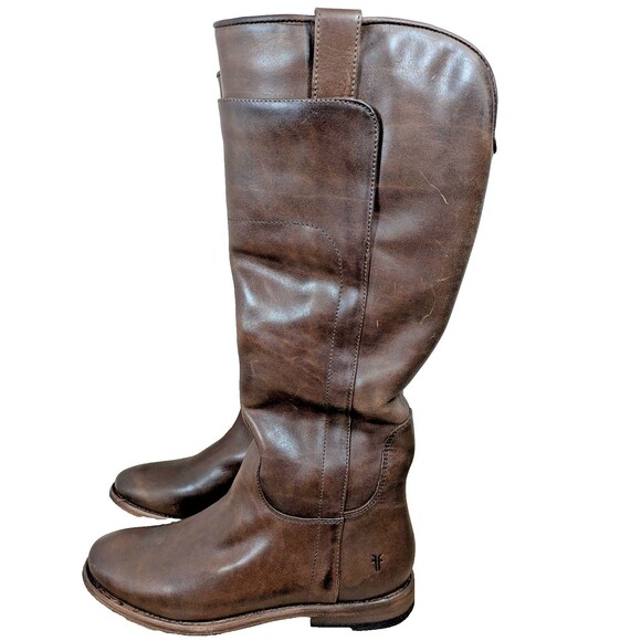 Frye Womens Paige Tall Riding Boots Antiqued Italian Leather Slate Brown Sz 6 - Picture 8 of 13